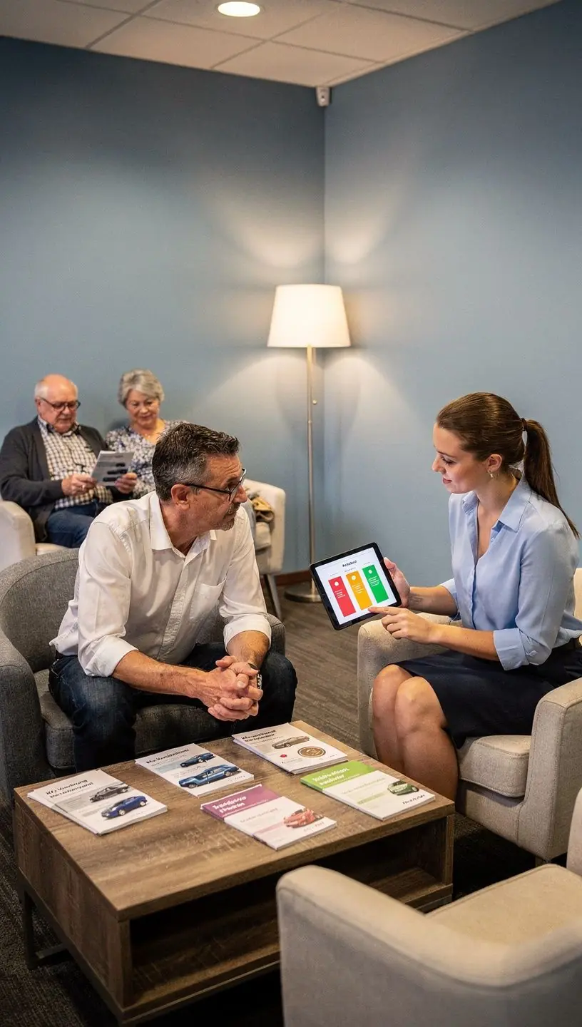 Vergleichstabelle mit unterschiedlichen Kfz-Versicherungsanbietern und deren Tarifen